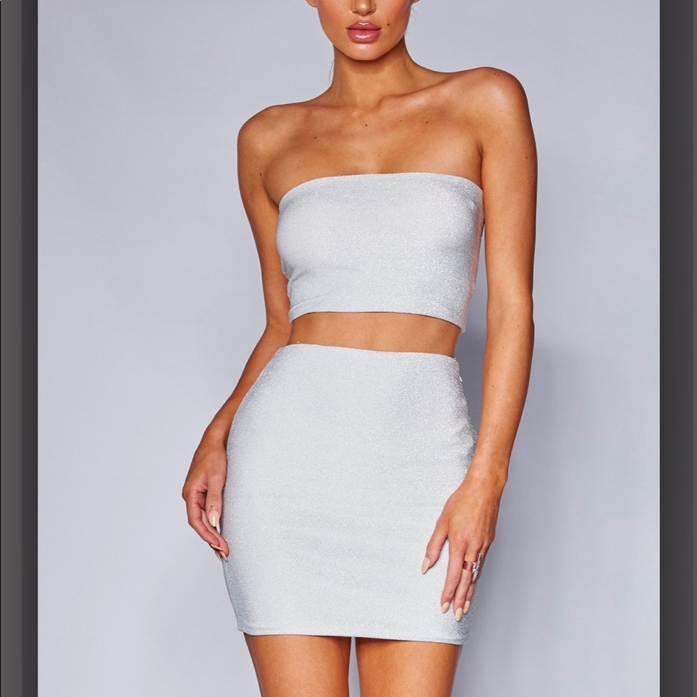 Silver shimmer tub crop top ( Meshki )